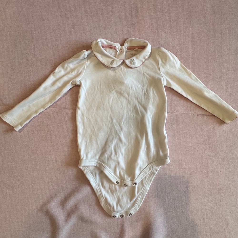 Baby Boden Mouse Long-Sleeve collared white Kids top